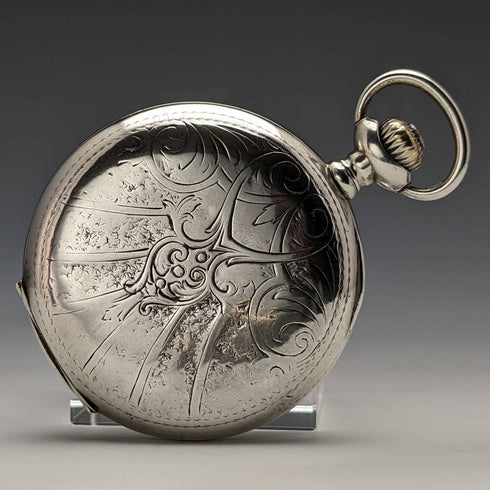 1915 年左右古董真力時懷錶銀面雕刻獵人 做工良好